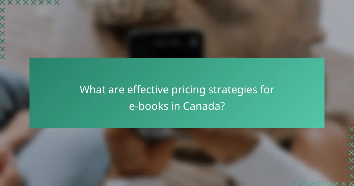 What are effective pricing strategies for e-books in Canada?
