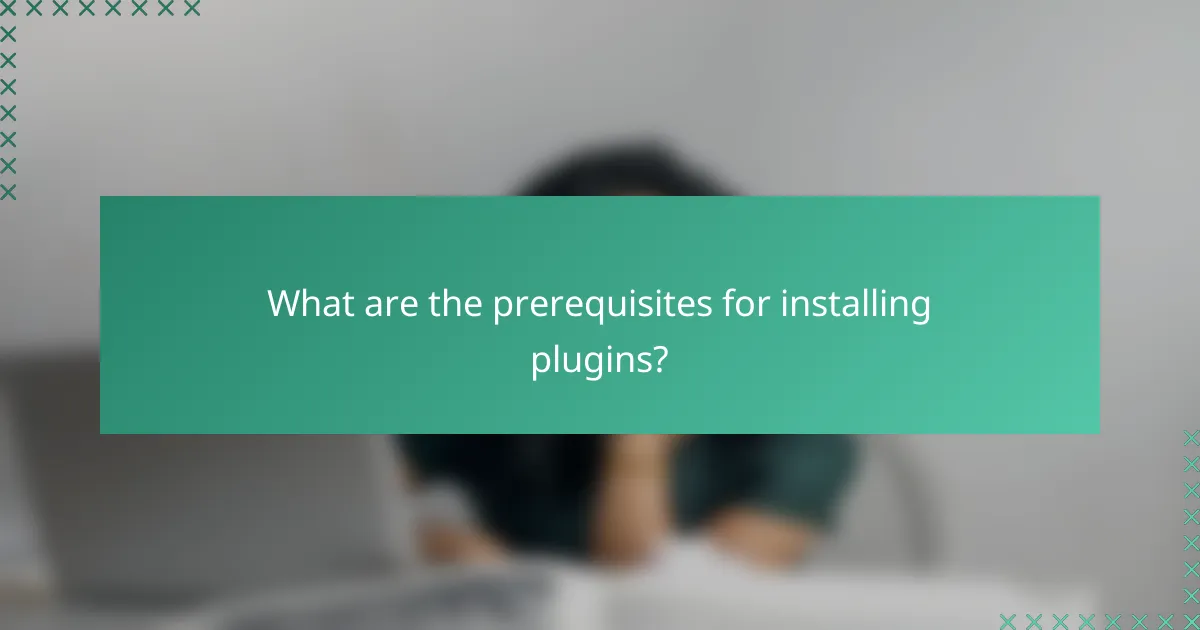 What are the prerequisites for installing plugins?